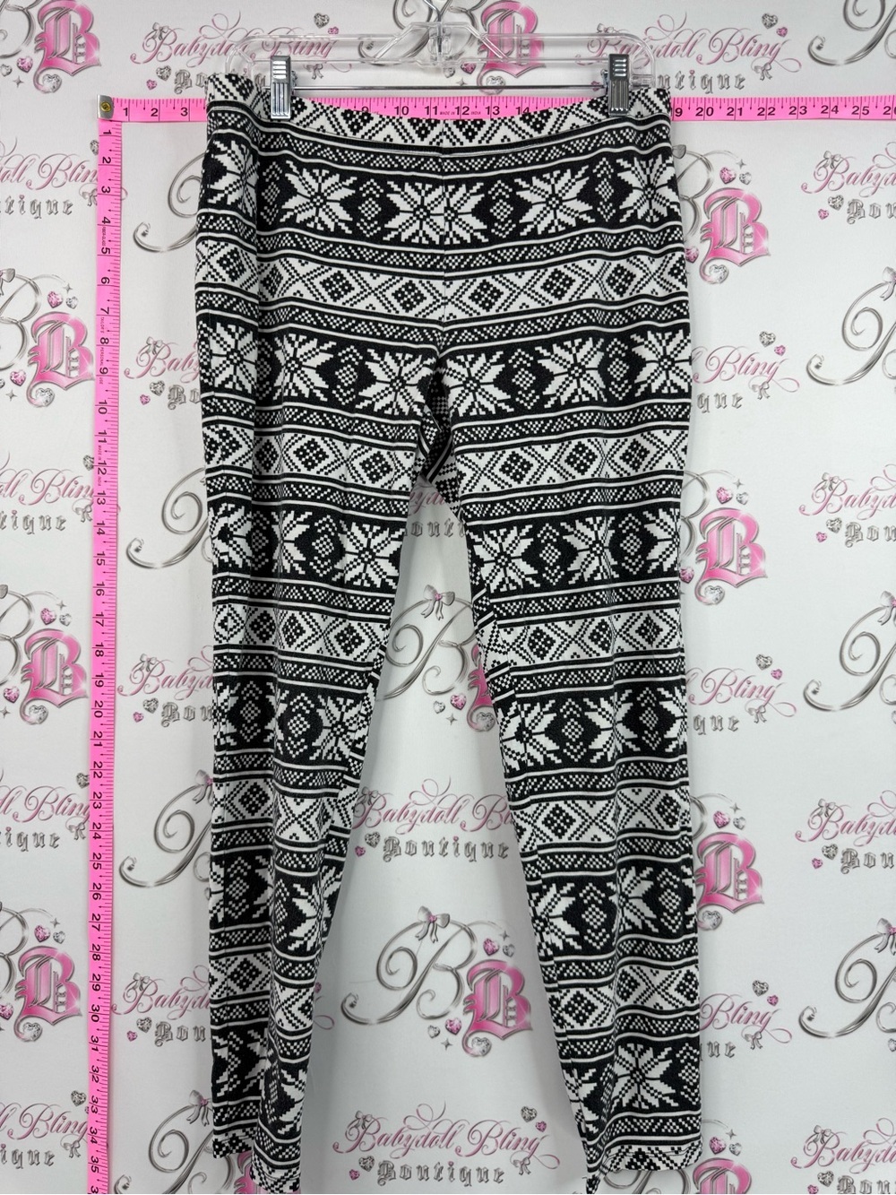 La SENZA leggings tights stretchy Black & White Fair Isle Leggings